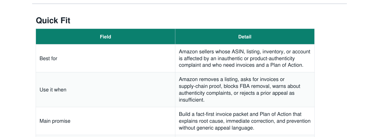 Amazon Product Authenticity Complaint POA Kit real file preview