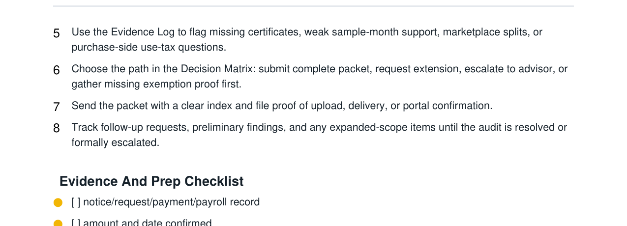 Sales Tax Audit Record Request Response Kit real file preview